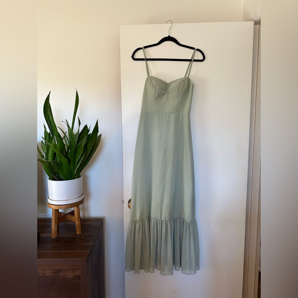Azazie Justina Sage Green Bridesmaid Dress
